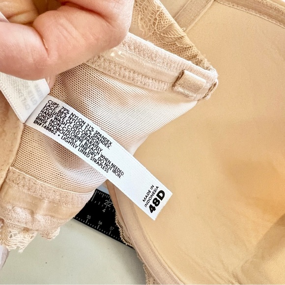 Torrid Bra Womens 48D Beige Nude Curve Lightly Lined Strapless Padded Lace - Picture 9 of 10